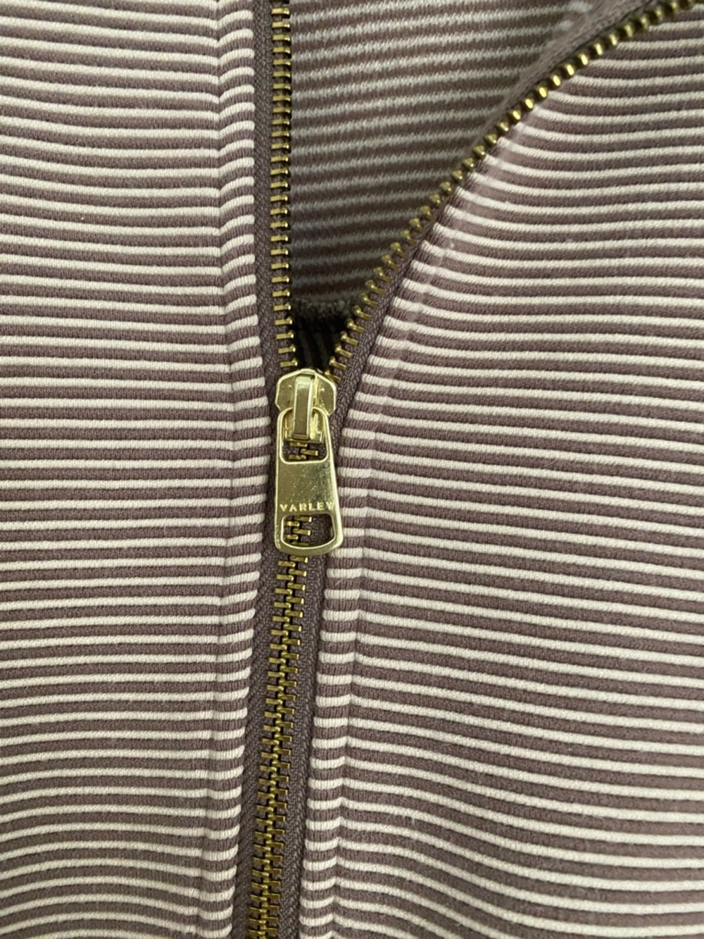 Varley Ribbed Half-Zip Pullover in Taupe Stripe - Picture 5 of 6